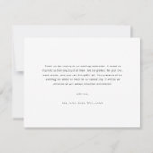 Carte De Remerciements Script minimal simple Mariage noir et blanc (Dos)