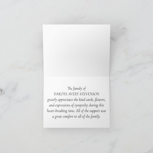 Carte De Remerciements Script minimal simple | Mémorial funéraire classiq (Intérieur)