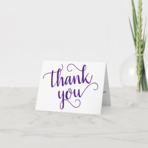 Carte De Remerciements Script minimal simple   Royal Purple Heart Photo