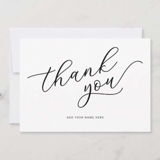 Carte De Remerciements Script minimaliste moderne (Devant)