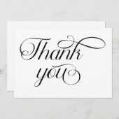 Carte De Remerciements Script Minimaliste Noir Blanc (Devant / Derrière)