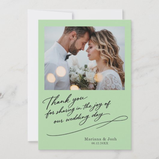 Carte De Remerciements Script Modern Wedding 2 Photos Thank You Card (Devant)