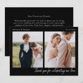Carte De Remerciements Script Modern Wedding 2 Photos Thank You Card (Devant / Derrière)