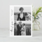 Carte De Remerciements Script Modern Wedding 2 Photos Thank You Card (Debout devant)