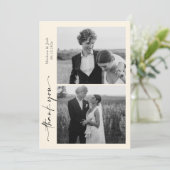 Carte De Remerciements Script Modern Wedding 2 Photos Thank You Card (Debout devant)