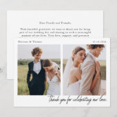 Carte De Remerciements Script Modern Wedding 2 Photos Thank You Card (Devant / Derrière)