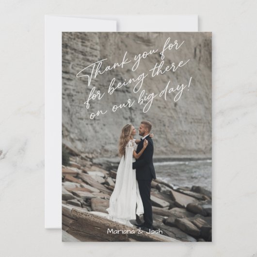 Carte De Remerciements Script Modern Wedding Photo Thank You Card (Devant)