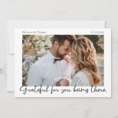 Carte De Remerciements Script Modern Wedding Photo Thank You Card (Devant)