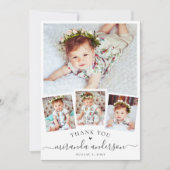 Carte De Remerciements Script moderne Baby 4 Photo Collage (Devant)