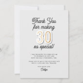 Carte De Remerciements Script moderne Black & Gold 30e anniversaire (Devant)