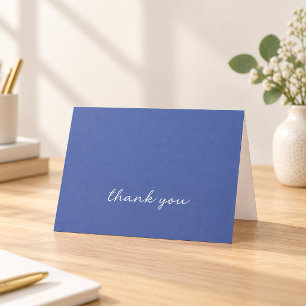 Carte De Remerciements Script Moderne Bleu Plié