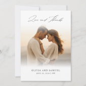 Carte De Remerciements Script moderne Boho Mariage superposition photo (Devant)