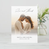 Carte De Remerciements Script moderne Boho Mariage superposition photo (Debout devant)