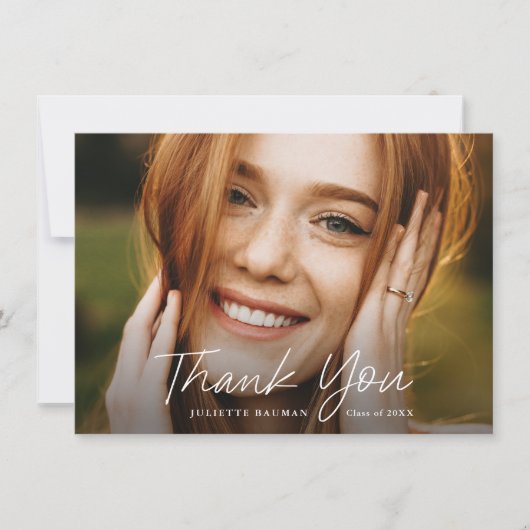 Carte De Remerciements Script moderne Diplôme photo simple (Devant)