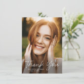 Carte De Remerciements Script moderne Diplôme photo simple (Debout devant)