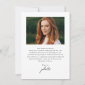 Carte De Remerciements Script moderne Diplôme photo simple (Dos)