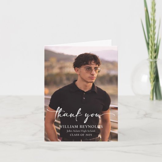 Carte De Remerciements Script moderne Diplôme photo simple (Devant)