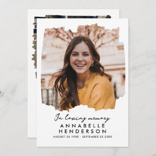 Carte De Remerciements Script moderne élégant 2-Photo Funérailles/Mémoria