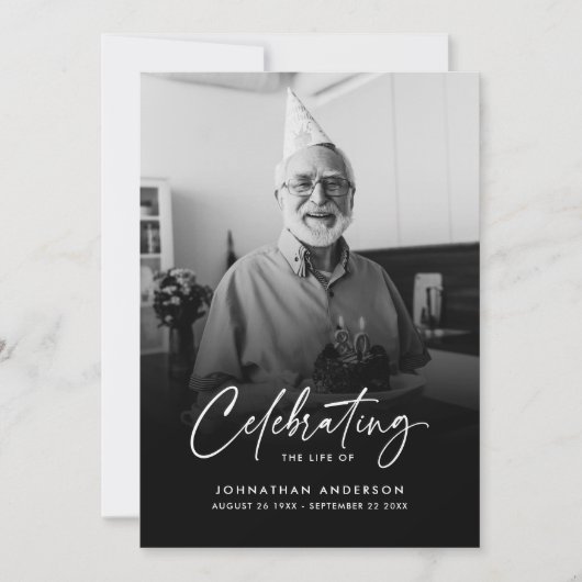 Carte De Remerciements Script moderne élégant 2-Photo Funérailles/Mémoria (Devant)