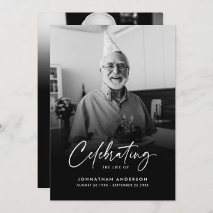 Carte De Remerciements Script moderne élégant 2-Photo Funérailles/Mémoria