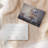 Carte De Remerciements Script moderne élégant photo d'anniversaire