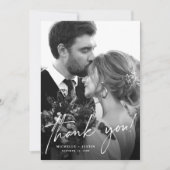 Carte De Remerciements Script moderne élégant Simple Photo Mariage (Devant)