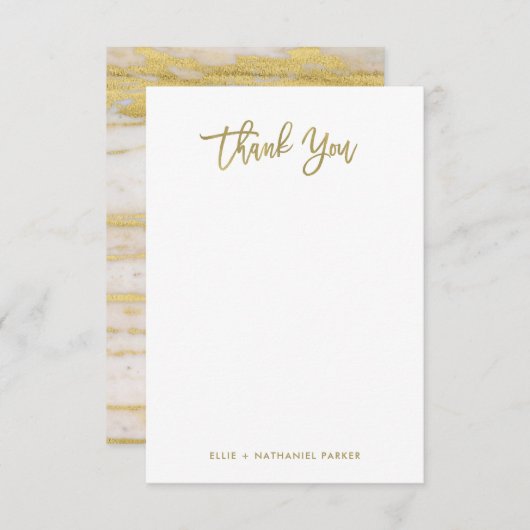 Carte De Remerciements Script moderne Faux Gold (Devant / Derrière)