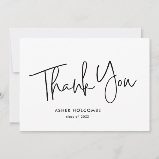 Carte De Remerciements Script moderne Graduation simple (Devant)