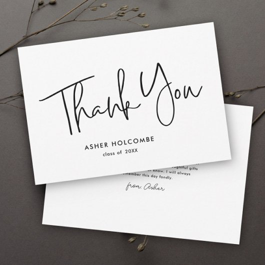 Carte De Remerciements Script moderne Graduation simple