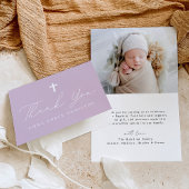 Carte De Remerciements Script moderne lumière violet photo Baptême