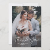 Carte De Remerciements Script moderne Mariage photo simple (Devant)