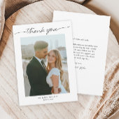 Carte De Remerciements Script moderne Mariage photo simple