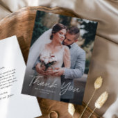 Carte De Remerciements Script moderne Mariage photo simple