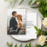 Carte De Remerciements Script moderne Mariage photo simple<br><div class="desc">Voici notre "Modern Script Simple Photo Mariage Carte de remerciements" - une façon contemporaine et personnalisée d'express gratitude à vos invités mariages. Cette carte comprend une typographie de script moderne, un espace pour une photo de votre journée spéciale, et des champs personnalisables pour un message personnel, les noms de mariée...</div>