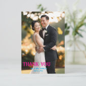 Carte De Remerciements Script moderne Mariage photo simple (Debout devant)