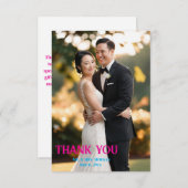 Carte De Remerciements Script moderne Mariage photo simple (Devant / Derrière)