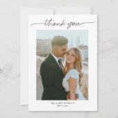 Carte De Remerciements Script moderne Mariage photo simple (Devant)