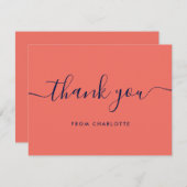 Carte De Remerciements Script moderne Marine bleu et Wedding shower de co (Devant / Derrière)