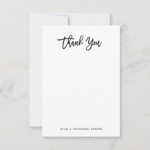 Carte De Remerciements Script moderne noir et blanc