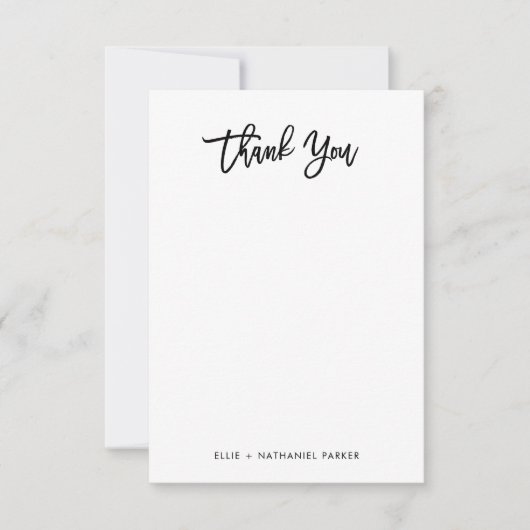 Carte De Remerciements Script moderne noir et blanc (Devant)