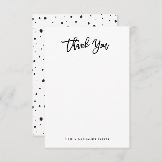 Carte De Remerciements Script moderne noir et blanc (Devant / Derrière)