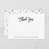 Carte De Remerciements Script moderne noir et blanc (Devant / Derrière)