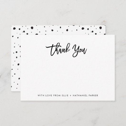 Carte De Remerciements Script moderne noir et blanc (Devant / Derrière)