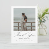 Carte De Remerciements Script moderne photo de plage de vacances nouvelle (Debout devant)