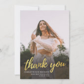 Carte De Remerciements Script Moderne Photo de Promotion Diplômé (Devant)