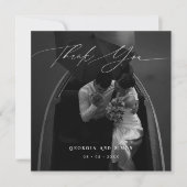 Carte De Remerciements Script moderne Photo Mariage élégant Christian (Devant)