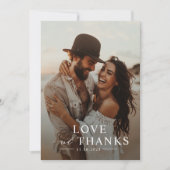 Carte De Remerciements Script moderne Photo Mariage simple (Devant)