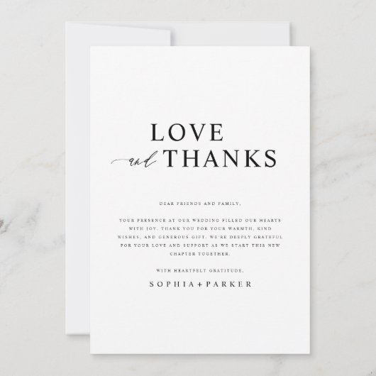 Carte De Remerciements Script moderne Photo Mariage simple (Dos)