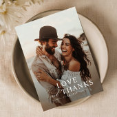 Carte De Remerciements Script moderne Photo Mariage simple