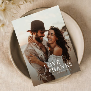 Carte De Remerciements Script moderne Photo Mariage simple